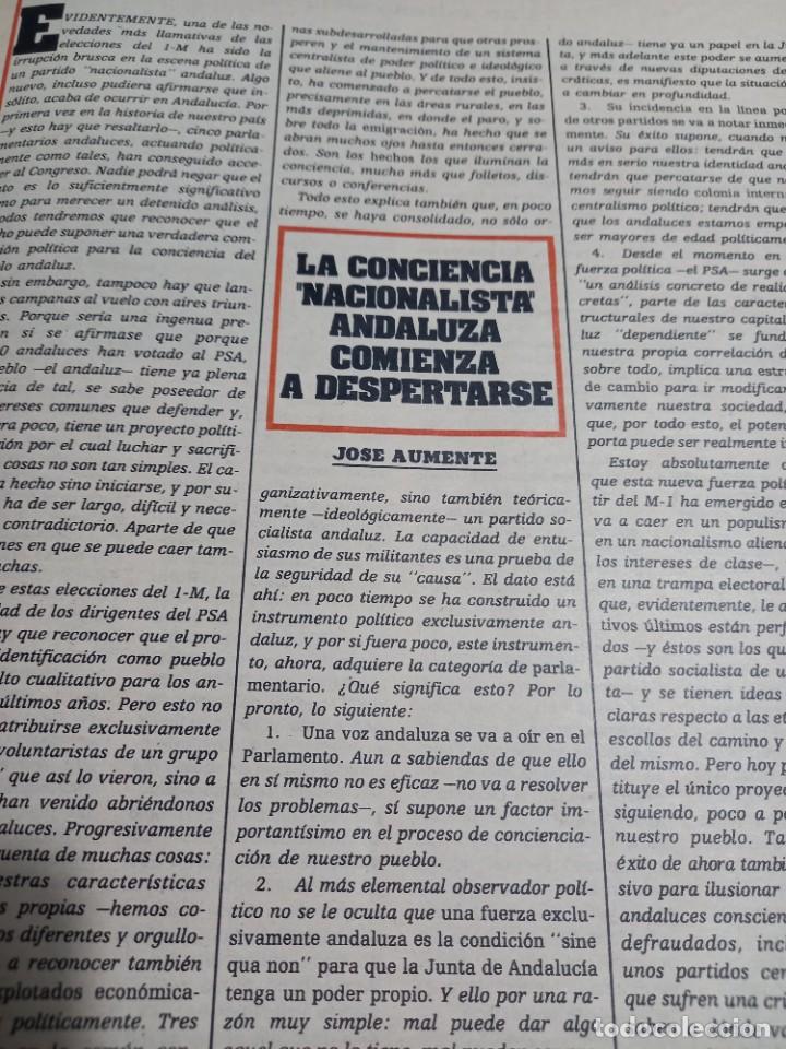 Music magazines: LA CONCIENCIA NACIONALISTA ANDALUZA SE DESPIERTA. JOSE AUMENTE. RECORTE DE TRIUNFO MARZO 1979