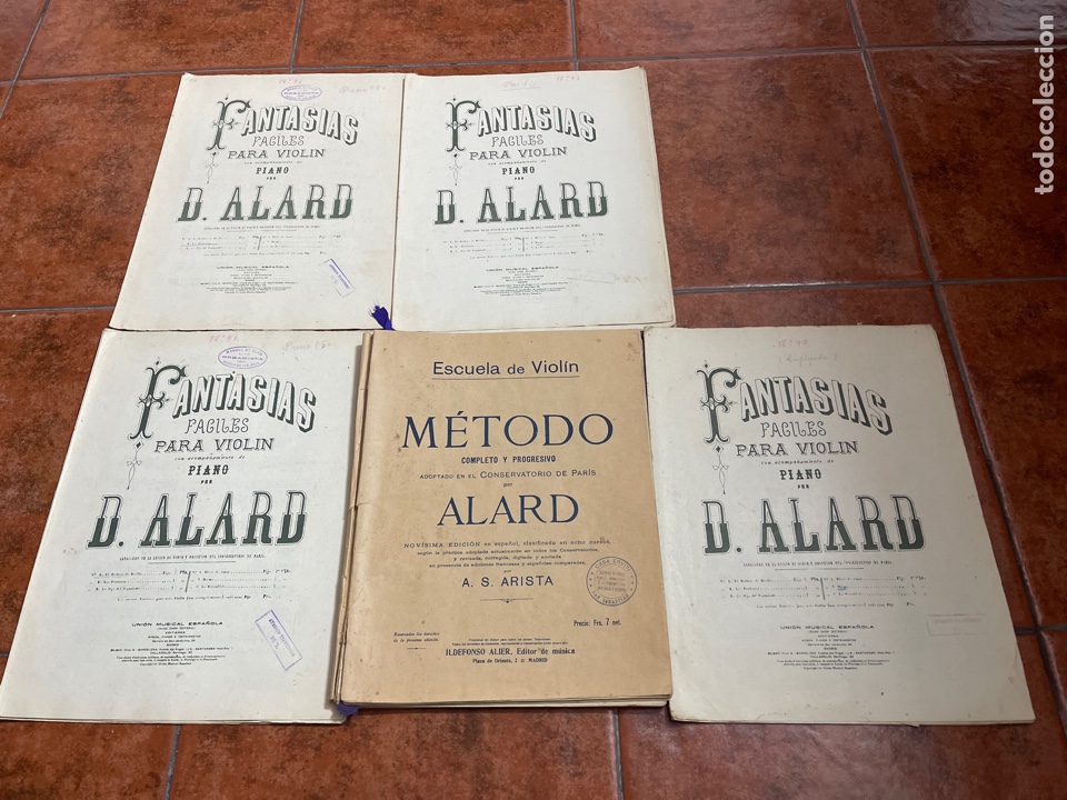 Revistas de m&uacute;sica: Lote de cuatro fantas&iacute;a f&aacute;ciles para viol&iacute;n por D. ALARD y m&eacute;todo completo y progresivo por ALARD