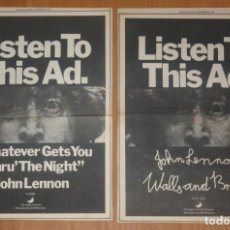 Revistas de música: JOHN LENNON 2X ORIGINAL UK WALLS AND BRIDGES LP SINGLE ADS PROMO ADVERT BEATLES. Lote 312220308