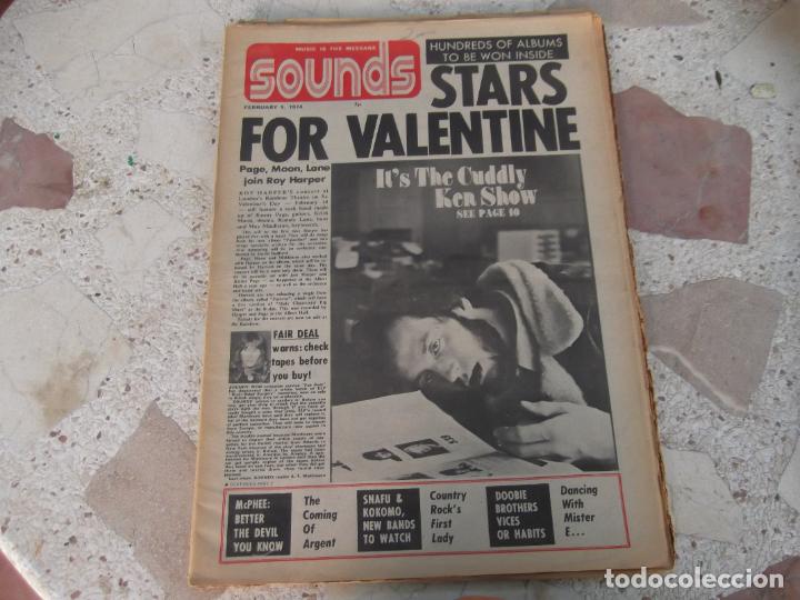 Magazines de musique: music is the message sounds, februa, 1974, en ingles, formato diario, hay reportajes , noticias