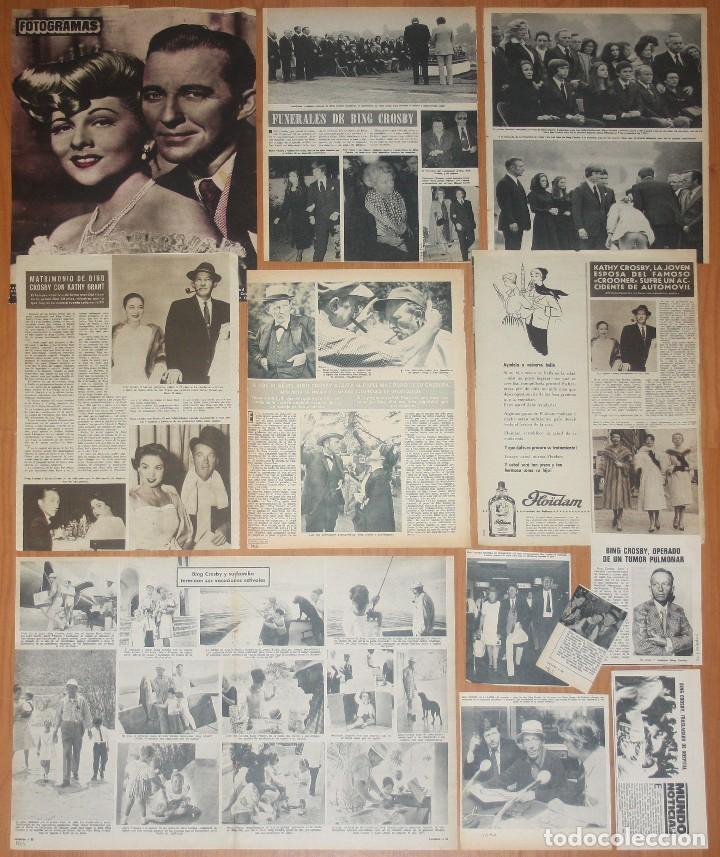 Music magazines: BING CROSBY lote de prensa spain magazine clippings 1950s/1970s photos cantante actor cine recortes