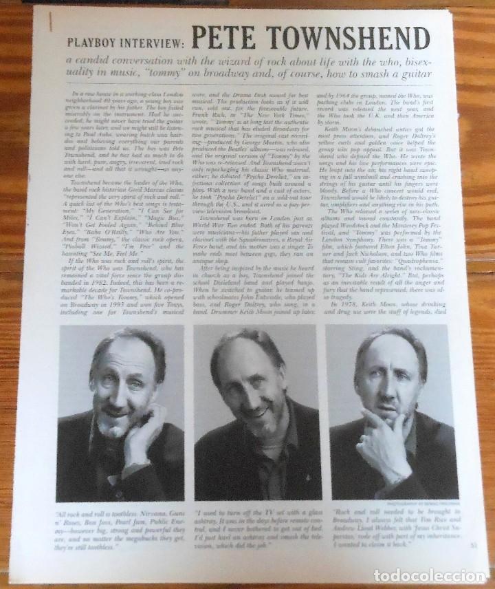 Revistas de m&uacute;sica: PETE TOWNSHEND The 1994 Playboy Interview 13 page article clippings The Who