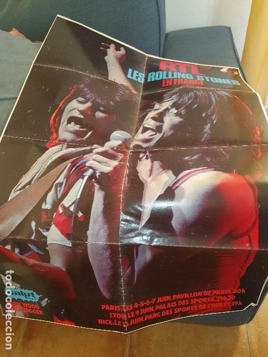 Revistas de m&uacute;sica: Rtl, les rolling stones en france, original, 78 x 52,5 cm.