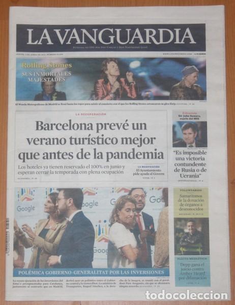 Revistas de m&uacute;sica: La Vanguardia 2 Junio 2022 The Rolling Stones en Madrid Sixty Tour spain newspaper periodico concert