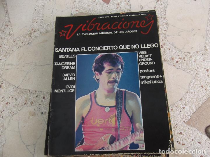 Revistas de m&uacute;sica: VIBRACIONES 28, ENERO 1977. SANTANA. OVIDI MONTLLOR. TANGERINE DREAM. BEATLES. NO INCLUYE POSTERS
