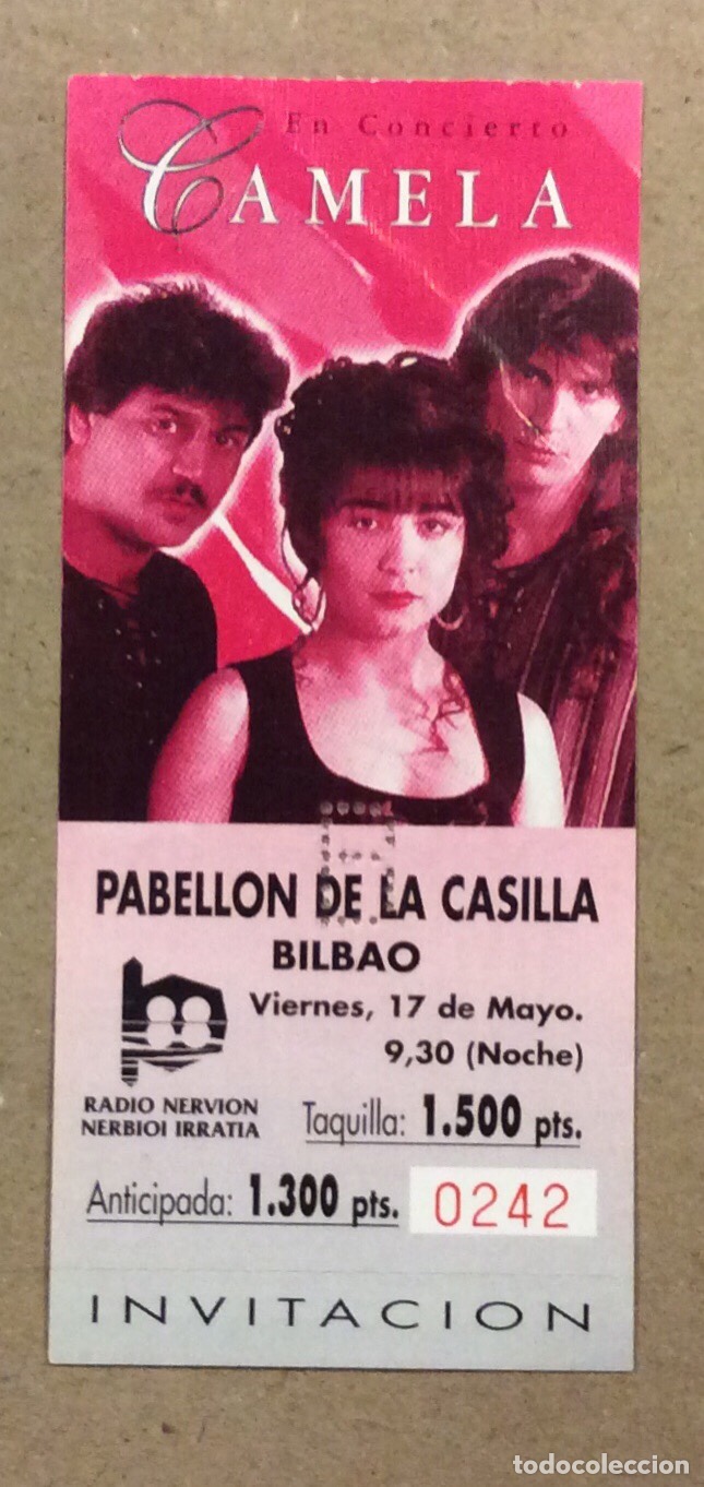 Revistas de m&uacute;sica: CAMELA. ENTRADA COMPLETA CONCIERTO EN PABELL&Oacute;N DE LA CASILLA (BILBAO), EN 1995. COMO NUEVA