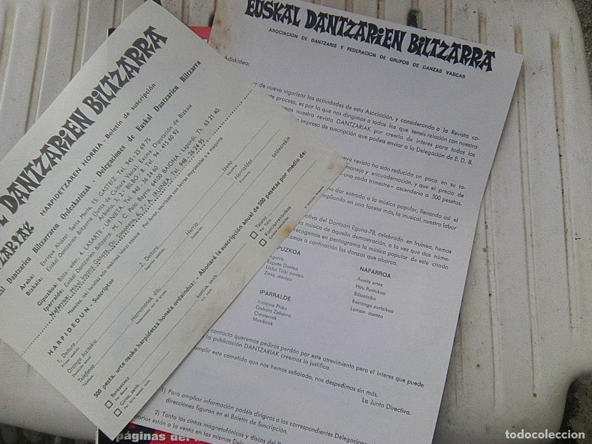 Magazines de musique: Folleto presentaci&oacute;n + bolet&iacute;n suscripci&oacute;n EUSKAL DANTZARIEN BILTZARRA (1978) Txistolari
