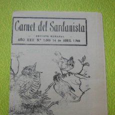 Revistas de música: CARNET DEL SARDANISTA AÑOS XXII - Nº 1069 - DE 14 ABRIL 1966 .. Lote 401443489