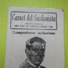 Revistas de música: CARNET DEL SARDANISTA AÑOS XXII - Nº 1068 - DE 31 MARZO 1966 .. Lote 401443719