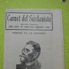 Revistas de música: CARNET DEL SARDANISTA AÑOS XXII - Nº 1060 - DE 10 FEBRERO 1966 .. Lote 401444329