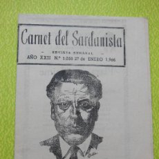 Revistas de música: CARNET DEL SARDANISTA AÑOS XXII - Nº 1058 - DE 27 ENERO 1966 .. Lote 401445234