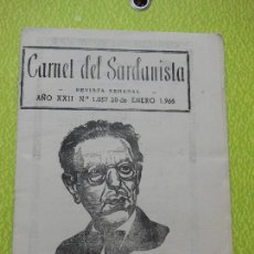 Revistas de música: CARNET DEL SARDANISTA AÑOS XXII - Nº 1057 - DE 20 ENERO 1966 .. Lote 401445374