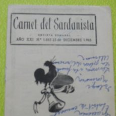 Revistas de música: CARNET DEL SARDANISTA AÑOS XXI - Nº 1053 - DE 23 DICIEMBRE 1965 .. Lote 401448964