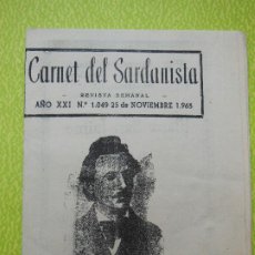Revistas de música: CARNET DEL SARDANISTA AÑOS XXI - Nº 1049 - DE 25 NOVIEMBRE 1965 .. Lote 401450119