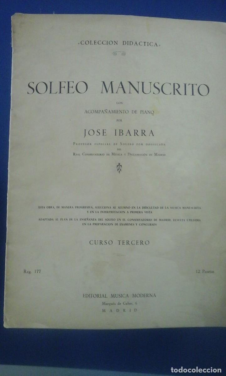 Music magazines: SOLFEO MANUSCRITO. CURSO TERCERO. Con acompa&ntilde;amiento de piano (Madrifd, 1958))
