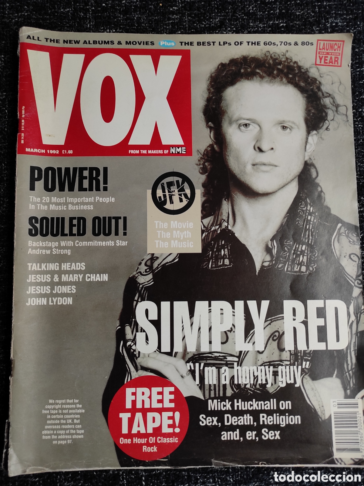 Music magazines: Vox magazine March 1992 Mick Hucknall Simply Red John Lydon