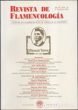 Revistas de m&uacute;sica: REVISTA DE FLAMENCOLOGIA. A&Ntilde;O lX. N&ordm; 18. CATEDRA DE FLAMENCOLOGIA JEREZ. A&Ntilde;O 2003 A-FLA-1089