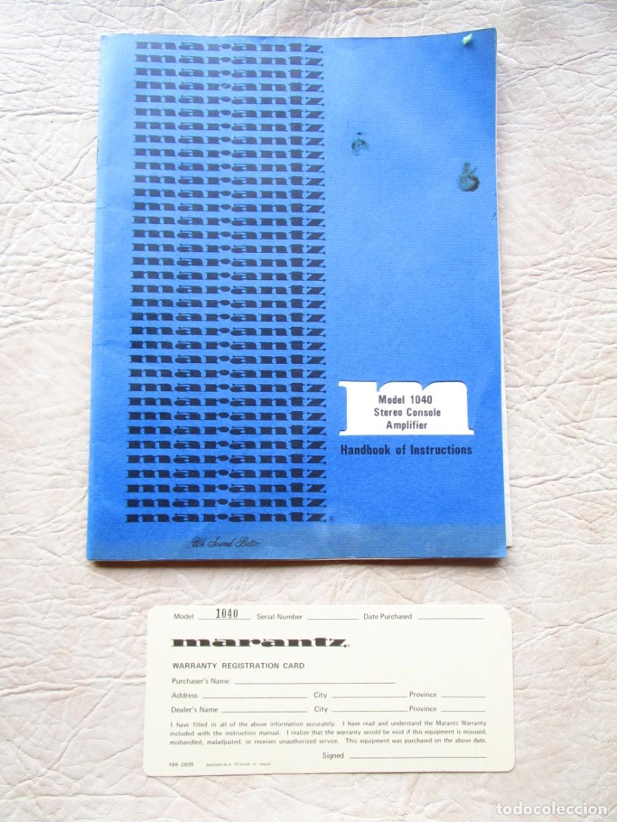 Music magazines: antiguo manual instrucciones marantz amplificador model 1040 original