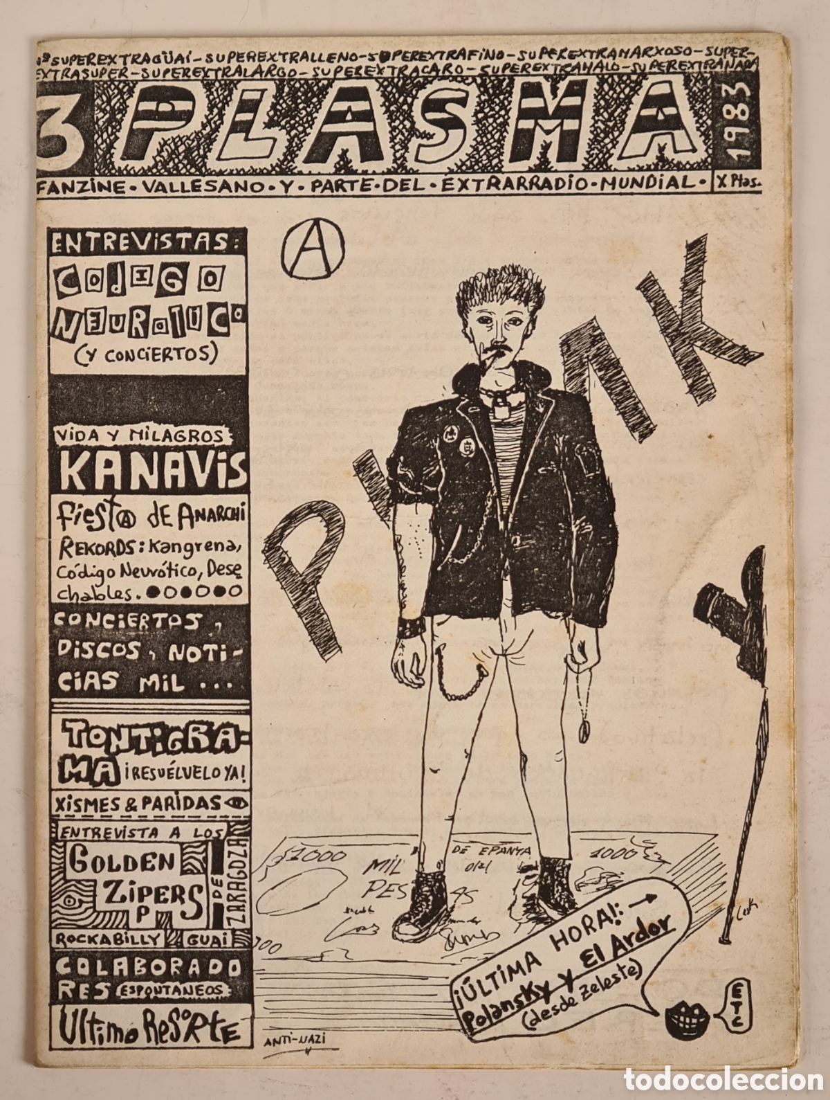 Magazines de musique: Plasma n&uacute;mero 3 Fanzine Vallesano 1983 Kanavis - Punk Rock Anarqu&iacute;a