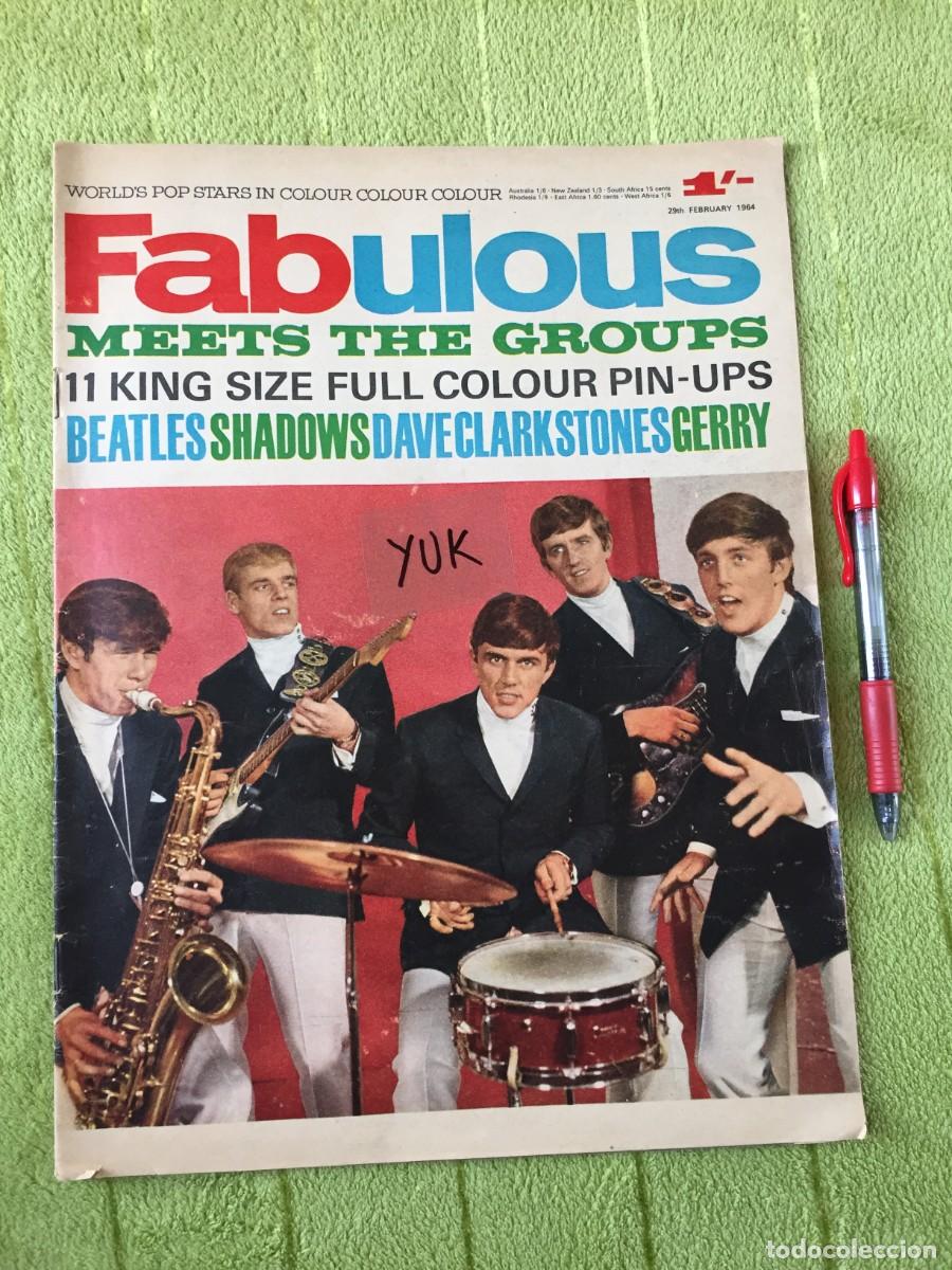 Revistas de m&uacute;sica: BEATLES CONTRAPORTADA- ROLLING STONES POSTER -SHADOWS ... EN LA REVISTA FABULOUS 208 -FEB 1964