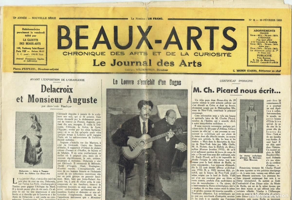 Music magazines: BEAUX - ARTS. CHONIQUE DES ARTS DE LA CURIOSITE. LE JOURNAL DES ARTS. N&ordm; 6, 10 FEVRIER 1933 (MG/BL4)