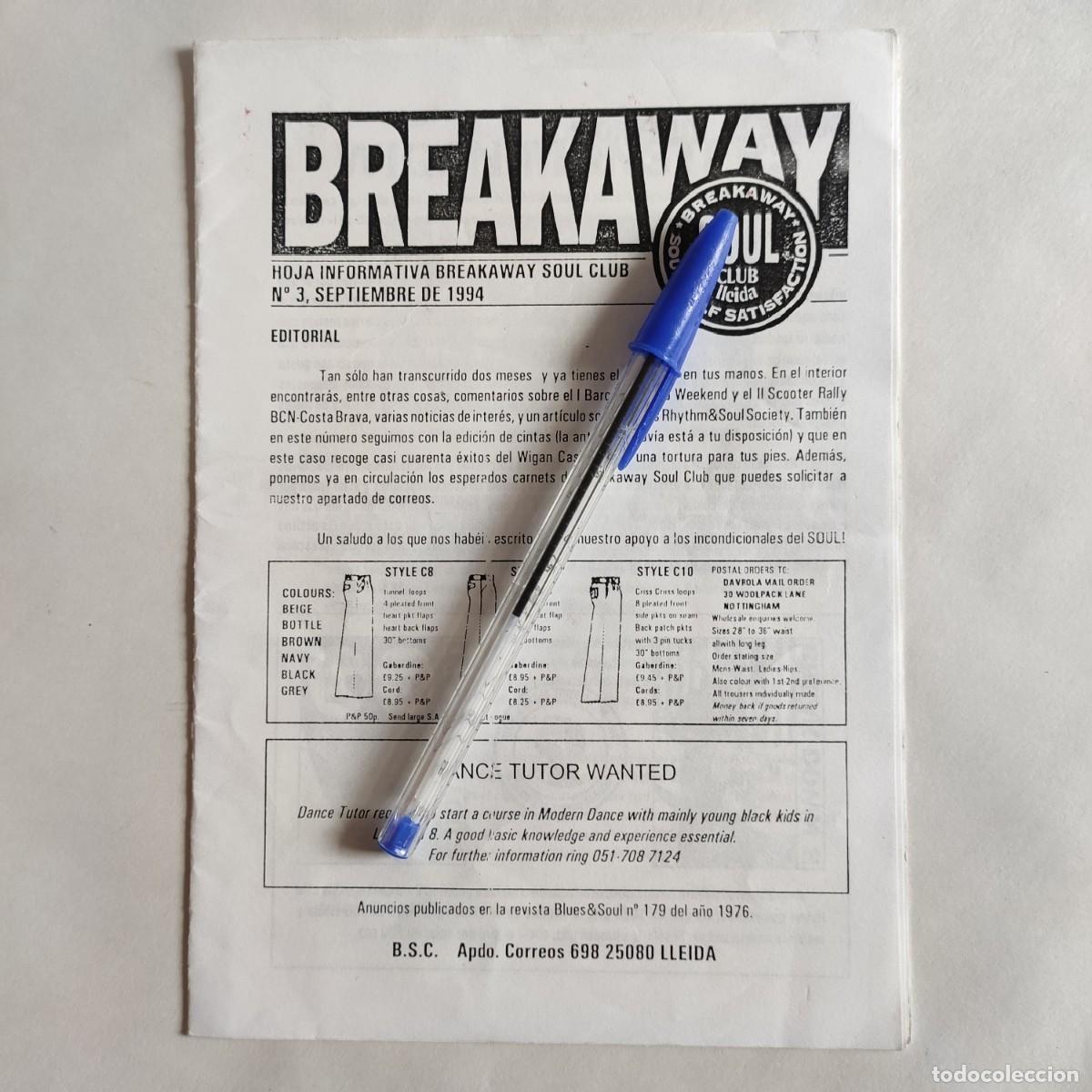 Magazines de musique: BREAKAWAY N&ordm; 3 * SEP 94 * HOJA INF. BREAKAWAY SOUL CLUB * WIGAN MONSTERS * 1er BCN MOD WEEKEND