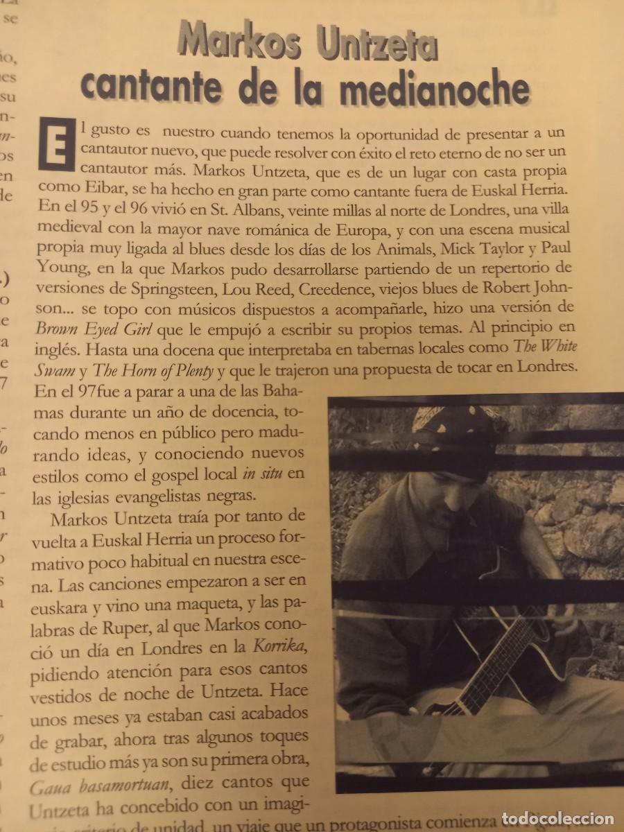 Magazines de musique: PRESENTACI&Oacute;N DEL DISCO GAUA BASAMORTUAN DEL CANTAUTOR MARKOS UNTZUETA. EXTRA&Iacute;DO DE HIKA ABRIL 2002.