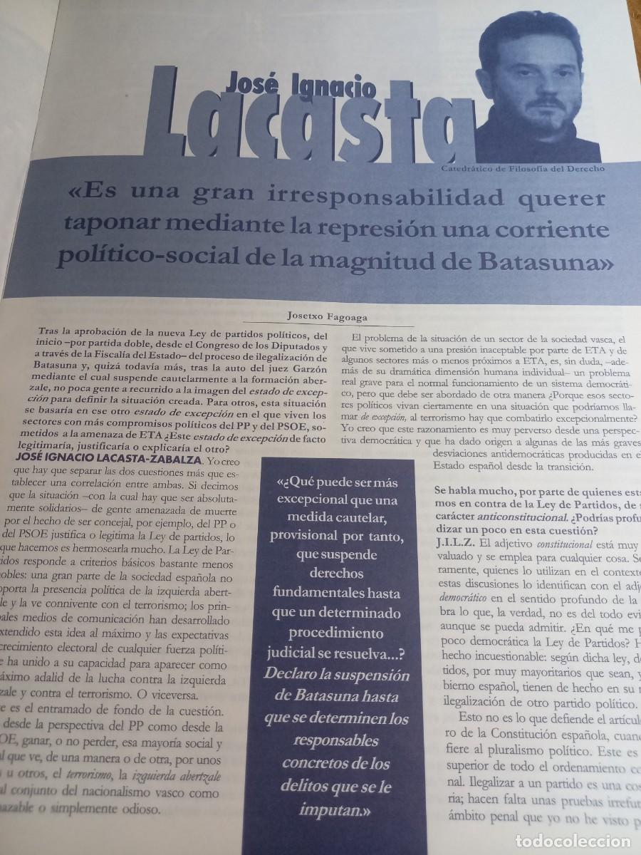 Magazines de musique: SOBRE LA ILEGALIZACI&Oacute;N DE BATASUNA Y LA IZQUIERDA ABERTZALE. EXTRA&Iacute;DO DE HIKA SEPTIEMBRE 2002.