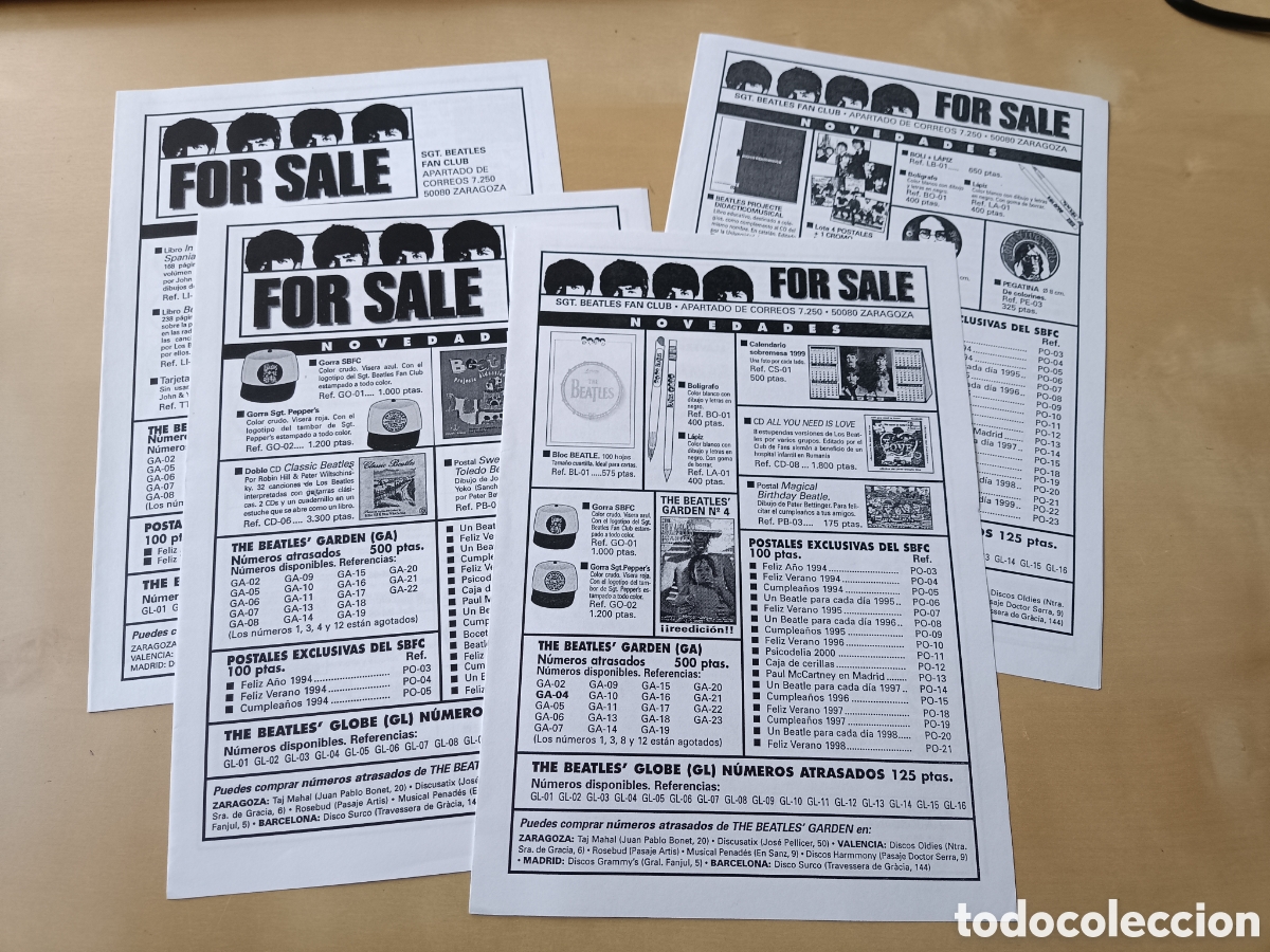 Magazines de musique: LOTE 4 BOLETINES BEATLES FOR SALE DEL SGT. BEATLES FAN CLUB