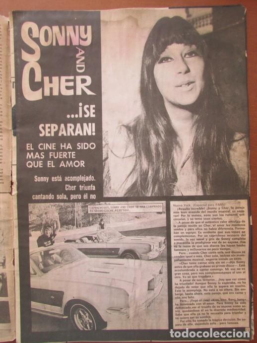 Music magazines: RECORTE REVISTA FANS 62 1966 SONNY Y CHER. P&Oacute;STER CENTRAL LOS JAVALOYAS