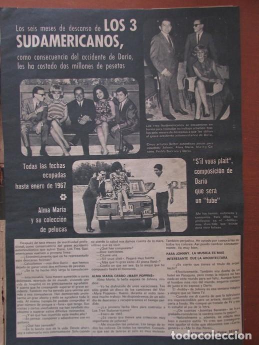 Magazines de musique: RECORTE REVISTA FANS 59 1966 LOS TRES 3 SUDAMERICANOS