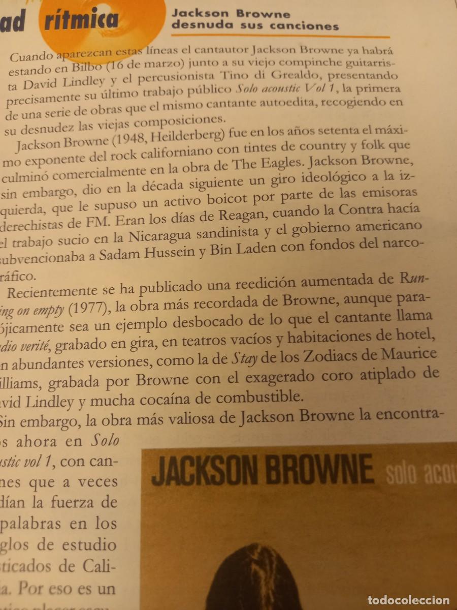 Music magazines: JACKSON BROWNE DESNUDA SUS CANCIONES. PEQUE&Ntilde;O RECORTE EXTRA&Iacute;DO DE HIKA MARZO 2006