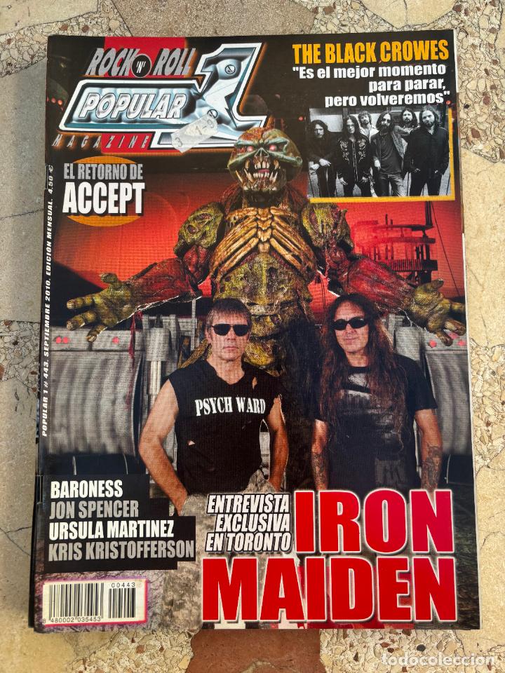 Revistas de m&uacute;sica: POPULAR 1 N&ordm; 443. ENTREVISTA A IRON MAIDEN. THE BLACK CROWES. RETORNO DE ACCEPT. BARONESS.