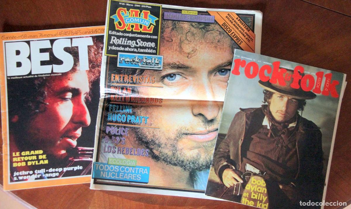 Magazines de musique: BOB DYLAN: LOTE 3 REVISTAS Y 3 POSTERS &ndash; SAL COMUN+BEST+ROCK&FOLK &ndash; 1973/74-1980