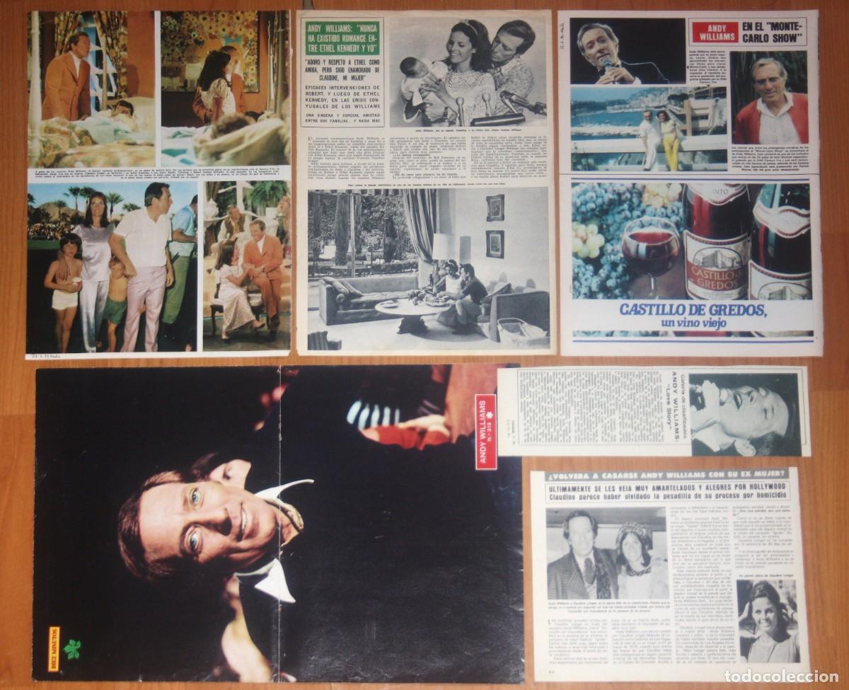 Music magazines: ANDY WILLIAMS lote prensa spain magazine clippings 1970s/80s photos poster USA Singer music