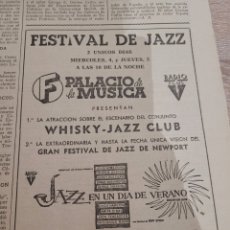 Revistas de música: ANUNCIO FESTIVAL JAZZ 1962