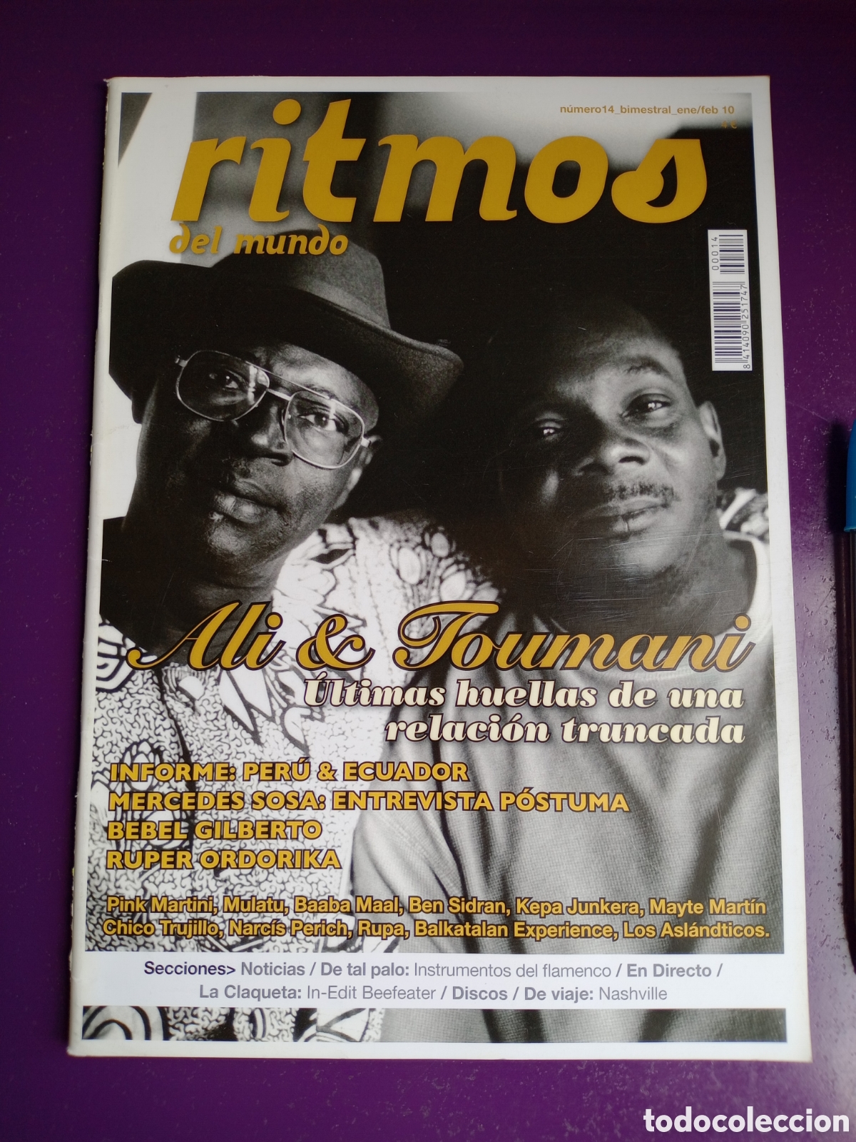 Music magazines: RITMOS DEL MUNDO N&ordm; 14 2010 - ALI & TOUMANI, MERCEDES SOSA, INFORME PERU ECUADOR, RUPER ORDORIKA, 76