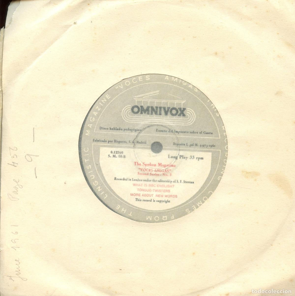 Magazines de musique: The Spoken Magazine &rdquo;Voces Amigas&rdquo;. Lote de 5 EP 33 RPM. Second Series