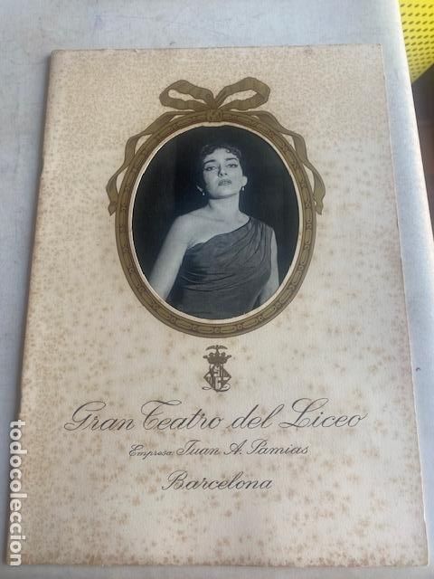 Magazines de musique: MAR&Iacute;A CALLAS OPERA PROGRAMA ACTUACI&Oacute;N EN EL LICEO DE BARCELONA 1959