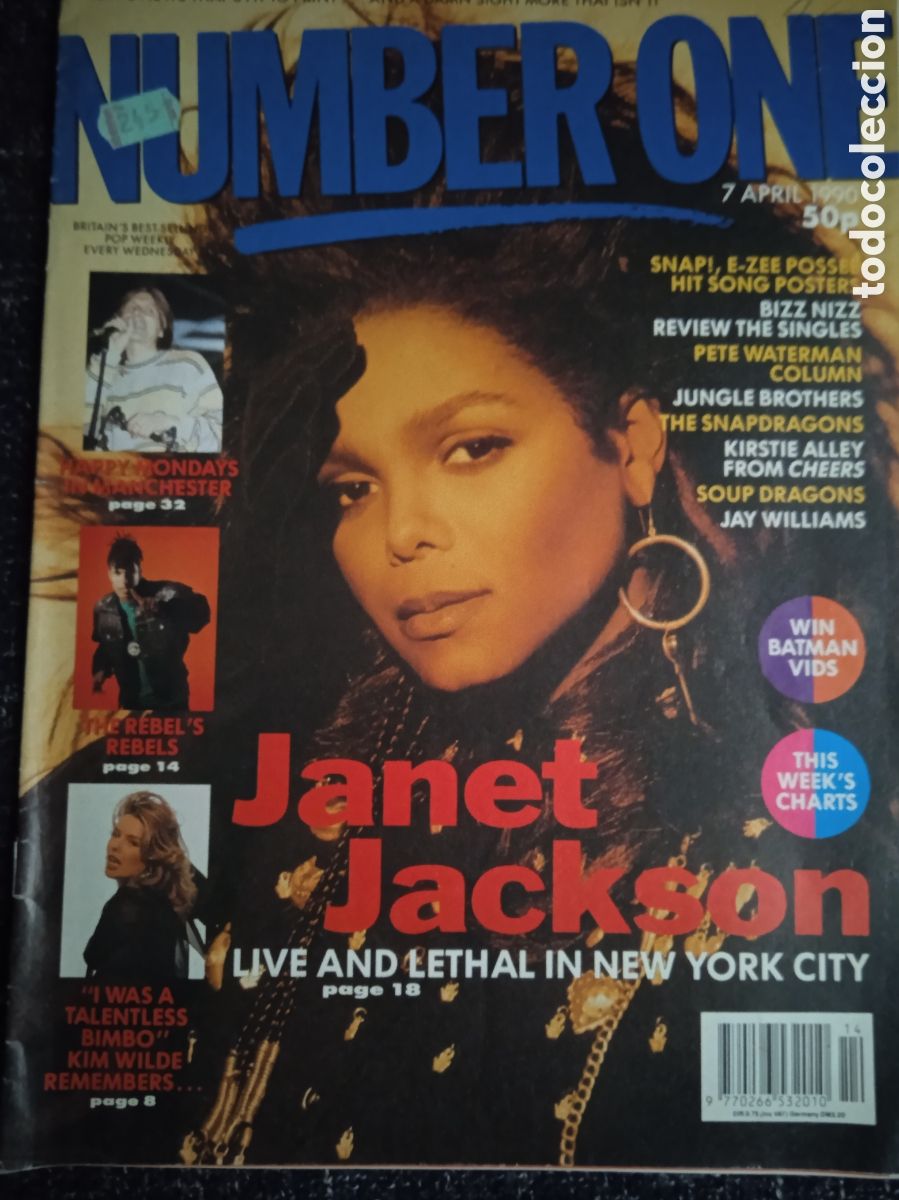 Magazines de musique: NUMBER ONE magazine, 7 April 1990 JANET JACKSON, HAPPY MONDAYS, KIM WILDE