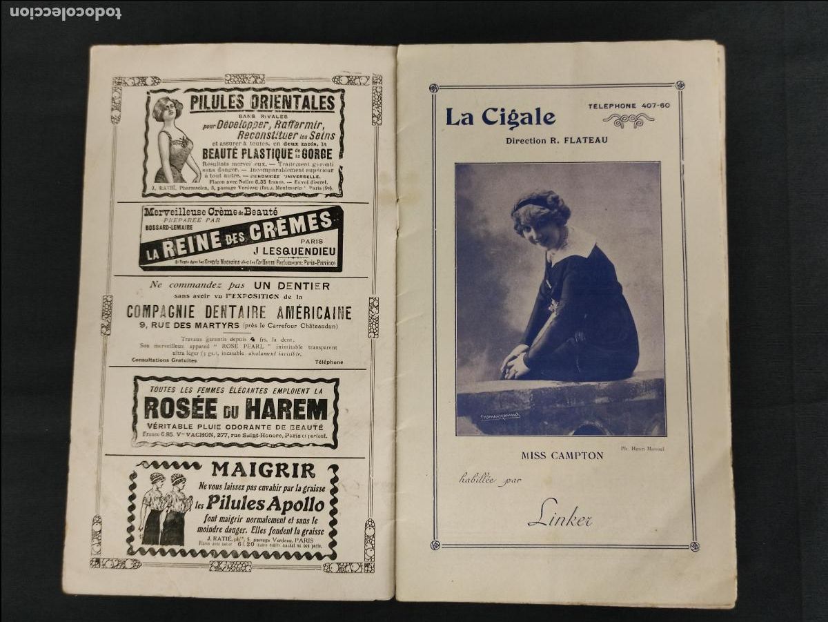 Revistas de m&uacute;sica: A&Ntilde;O 1913 - PROGRAMA - LA CIGALE - EN FRANCES - Foto 2