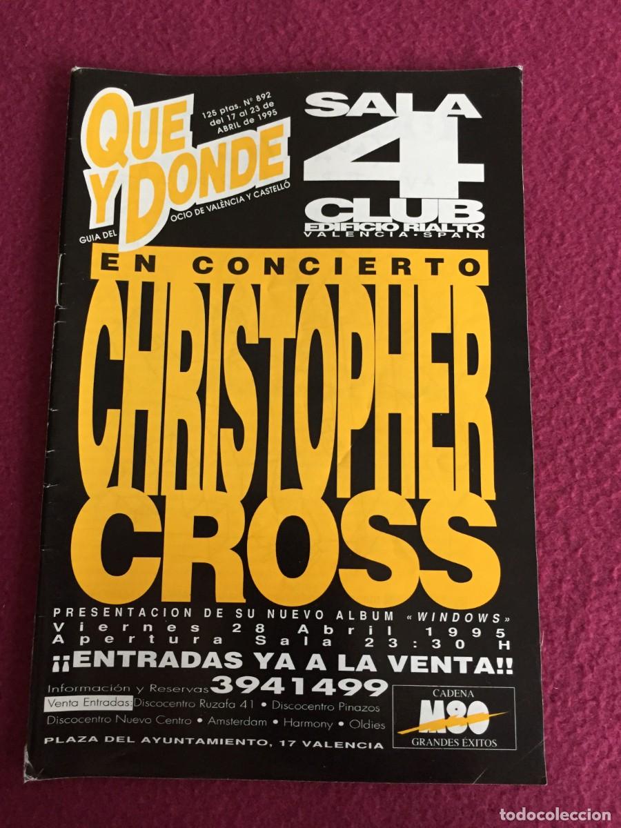 Musikzeitschriften: CARTELERA QUE Y DONDE 1995-CHRISTOPHER CROSS -SIMPLE MINDS-JOAQUIN SABINA... CINE - DISCOTECAS...