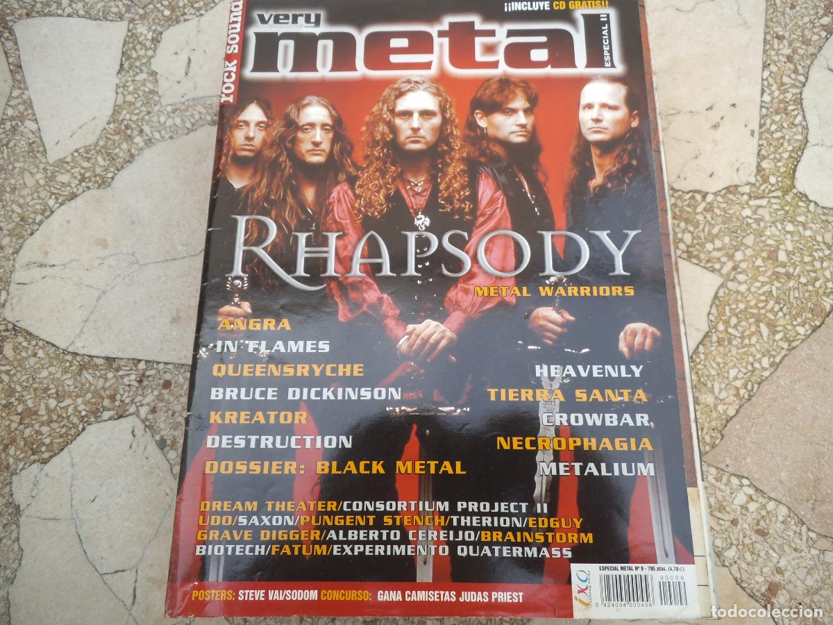 Music magazines: very metal n&ordm; 9, no lleva poster, rhapsody, angra, in flames, dossier black metal, kreator