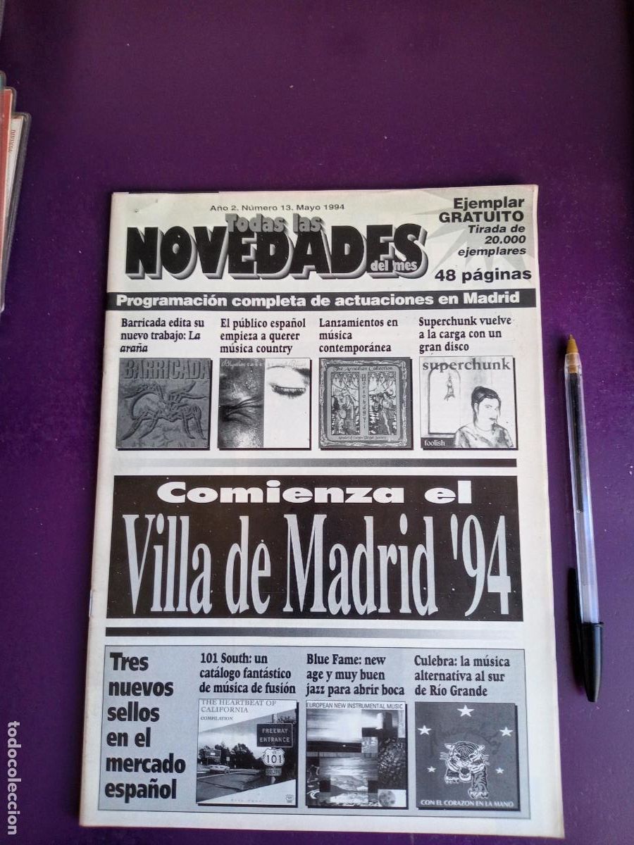 Revistas de m&uacute;sica: TODAS LAS NOVEDADES N&ordm; 13 - AGENDA CONCIERTOS MAYO 94 - VILLA DE MADRID, BARRICADA, ETC