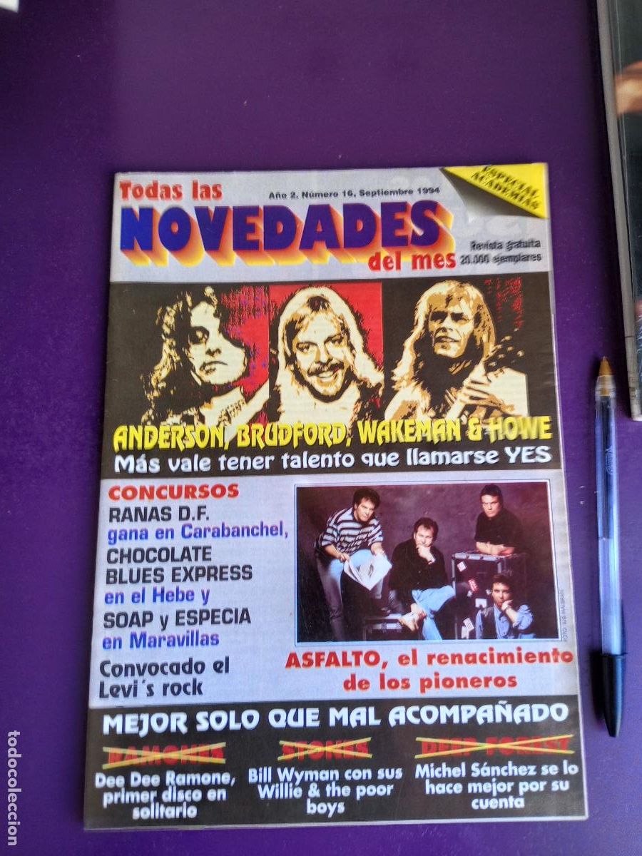 Revistas de m&uacute;sica: TODAS LAS NOVEDADES N&ordm; 16 - AGENDA CONCIERTOS SEPT 94 - DEE DEE RAMONE, ASFALTO, LA VOZ DE LA ORGIA