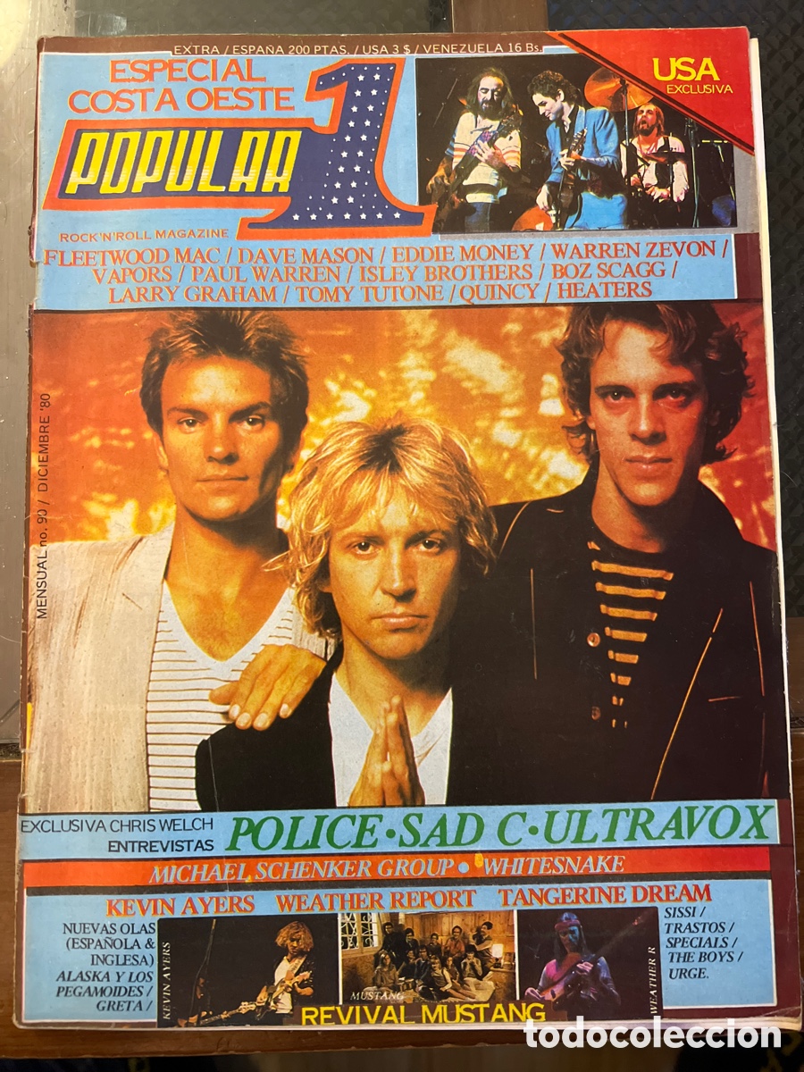 Revistas de m&uacute;sica: Popular 1 especial. Costa Oeste con p&oacute;ster Tangerine Dream