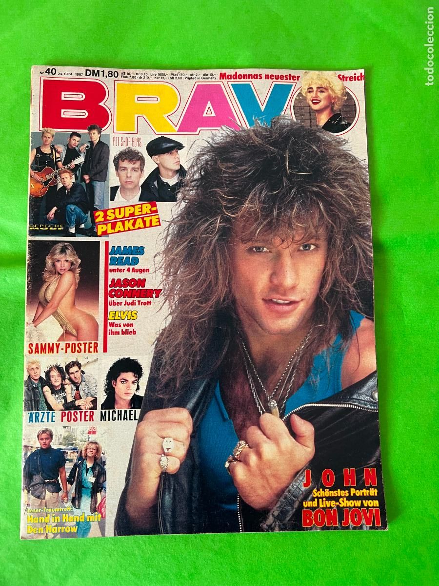 Revistas de m&uacute;sica: REVISTA MUSICA BRAVO N&ordm; 40 -1987, J. BON JOVI, KISS, POSTERDE M. JACKSON,SAMANTHA FOX Y OTROS, V,F