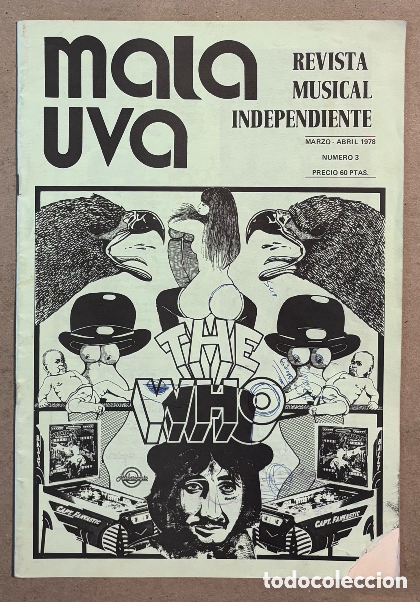 Revistas de m&uacute;sica: MALA UVA N&deg; 3 (MADRID 1978). REVISTA MUSICAL INDEPENDIENTE; THE WHO, SISA, ICEBERG, M&Uacute;SICA URBANA,