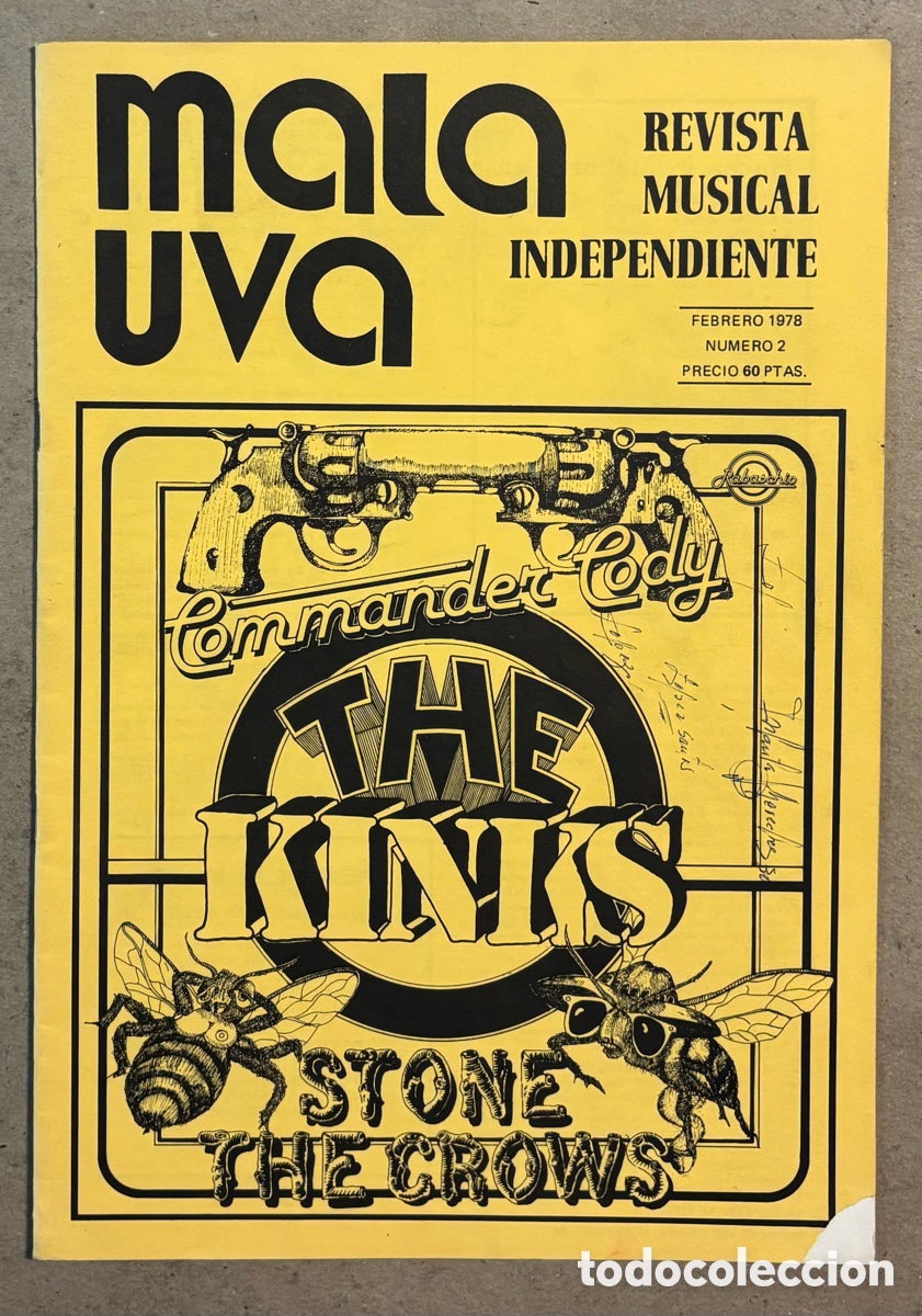 Revistas de m&uacute;sica: MALA UVA N&deg; 3 (MADRID 1978). REVISTA MUSICAL INDEPENDIENTE; THE KNIKS, STONE THE CROWS, THE DOORS