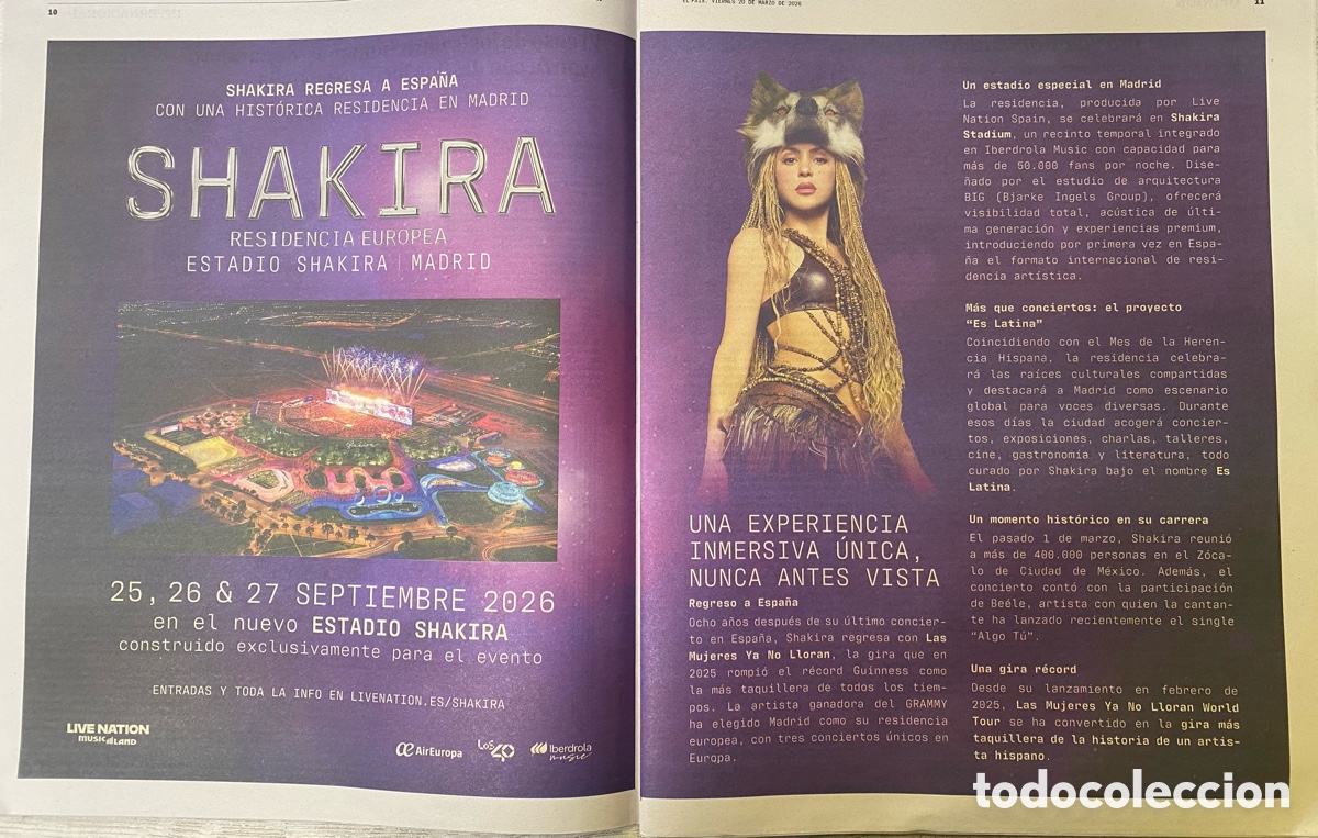 Revistas de m&uacute;sica: SHAKIRA - Las Mujeres ya no lloran World Tour Promo Adverts
